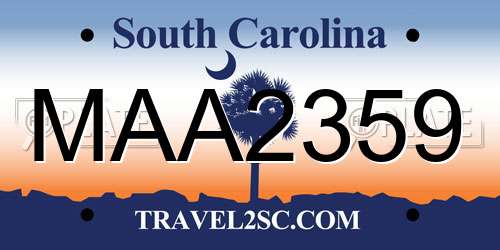 MAA2359 South Carolina License Plate