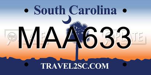 MAA633 South Carolina License Plate