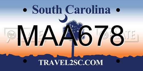 MAA678 South Carolina License Plate