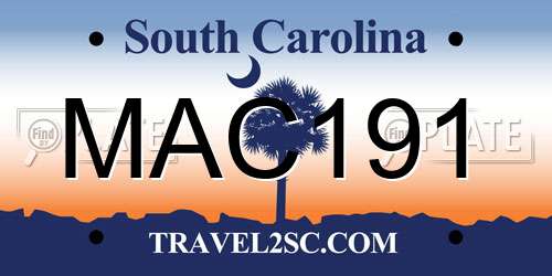 MAC191 South Carolina License Plate