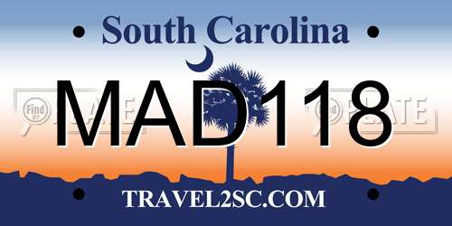 MAD118 South Carolina License Plate