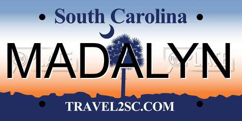 MADALYN South Carolina License Plate