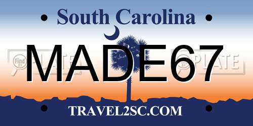 MADE67 South Carolina License Plate