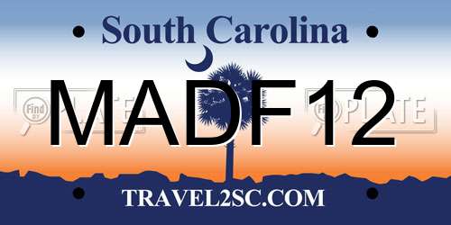 MADF12 South Carolina License Plate