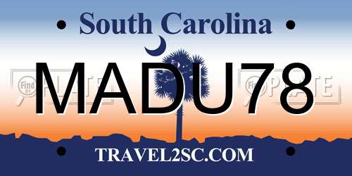 MADU78 South Carolina License Plate