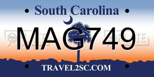 MAG749 South Carolina License Plate