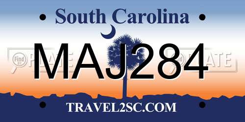 MAJ284 South Carolina License Plate