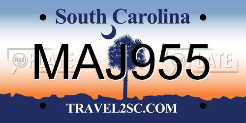 MAJ955 South Carolina License Plate