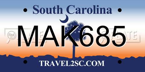 MAK685 South Carolina License Plate