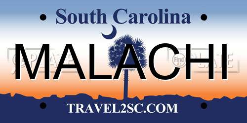 MALACHI South Carolina License Plate