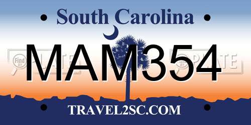 MAM354 South Carolina License Plate