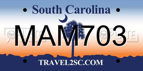 MAM703 South Carolina License Plate