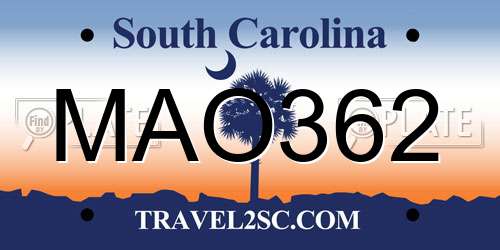MAO362 South Carolina License Plate