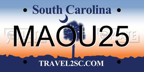 MAOU25 South Carolina License Plate