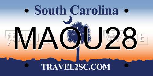 MAOU28 South Carolina License Plate