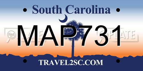 MAP731 South Carolina License Plate