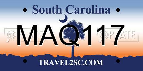 MAQ117 South Carolina License Plate