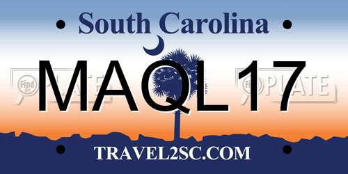 MAQL17 South Carolina License Plate