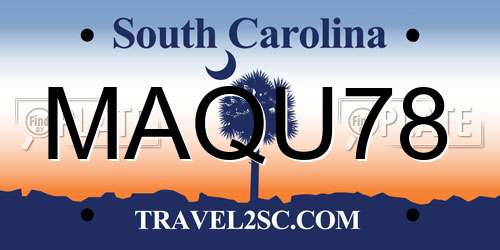 MAQU78 South Carolina License Plate