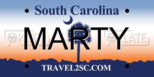 MARTY South Carolina License Plate