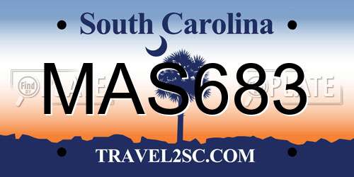 MAS683 South Carolina License Plate