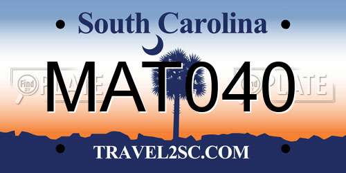 MAT040 South Carolina License Plate