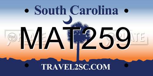 MAT259 South Carolina License Plate