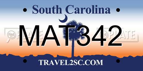 MAT342 South Carolina License Plate