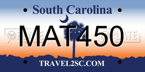 MAT450 South Carolina License Plate