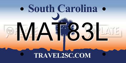 MAT83L South Carolina License Plate