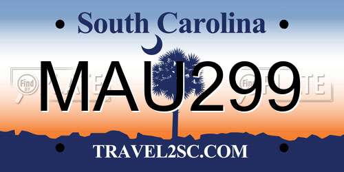 MAU299 South Carolina License Plate