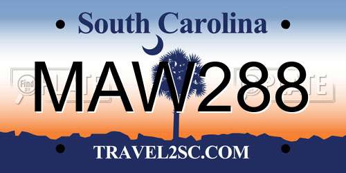 MAW288 South Carolina License Plate