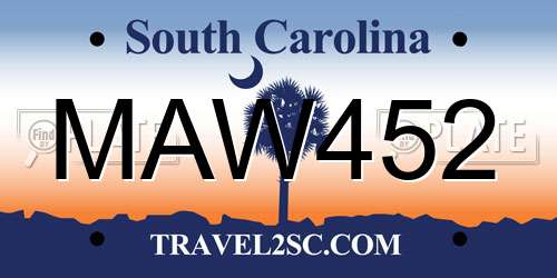 MAW452 South Carolina License Plate