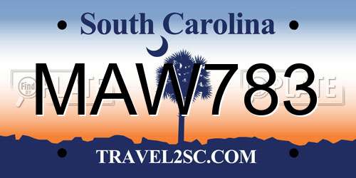 MAW783 South Carolina License Plate