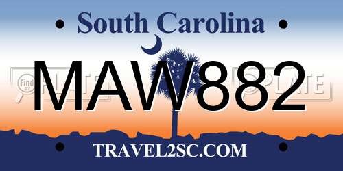 MAW882 South Carolina License Plate