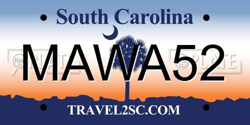 MAWA52 South Carolina License Plate