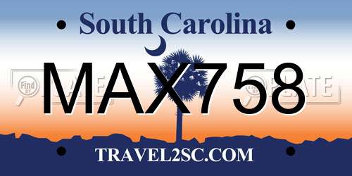 MAX758 South Carolina License Plate