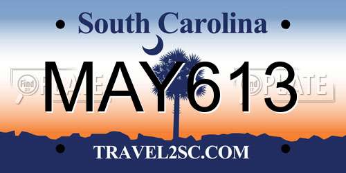 MAY613 South Carolina License Plate