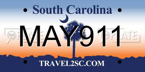 MAY911 South Carolina License Plate