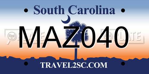 MAZ040 South Carolina License Plate
