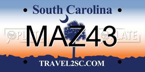 MAZ43 South Carolina License Plate