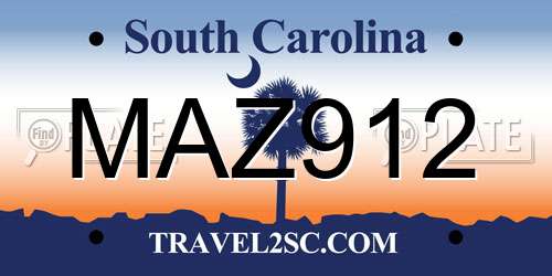 MAZ912 South Carolina License Plate
