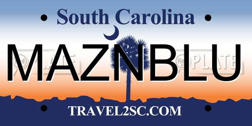 MAZNBLU South Carolina License Plate