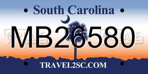 MB26580 South Carolina License Plate