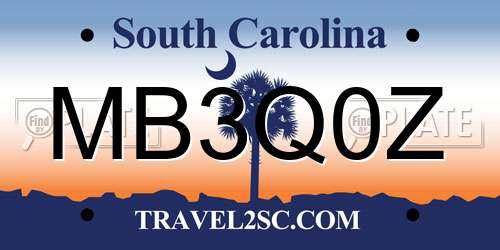 MB3Q0Z South Carolina License Plate