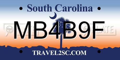 MB4B9F South Carolina License Plate