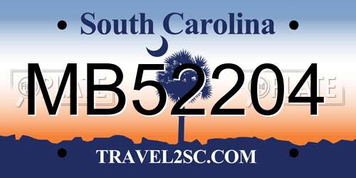 MB52204 South Carolina License Plate