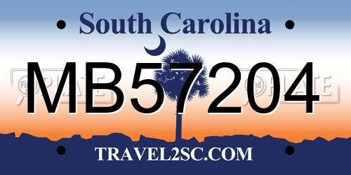 MB57204 South Carolina License Plate