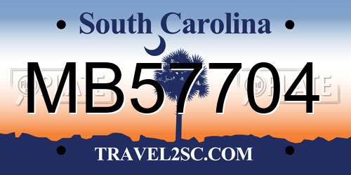 MB57704 South Carolina License Plate