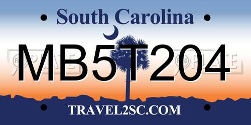 MB5T204 South Carolina License Plate